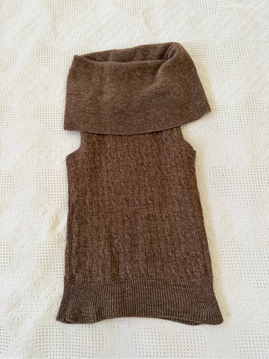 Polo Ralph Lauren Sweaters - Polo by Ralph Lauren Brown Cable-Knit Sleeveless Cowlneck Sweater